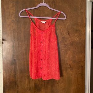 Sheer Tank Top with Buttons